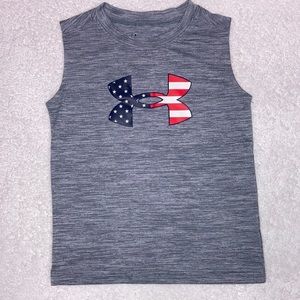 Underarmour heatgear flag patriotic stripes stars logo grey tank top size 5